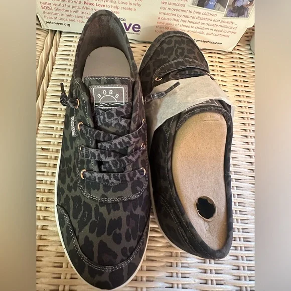 BOBS by sketchers Black Leopard Print Sneakers - Picture 8 of 9